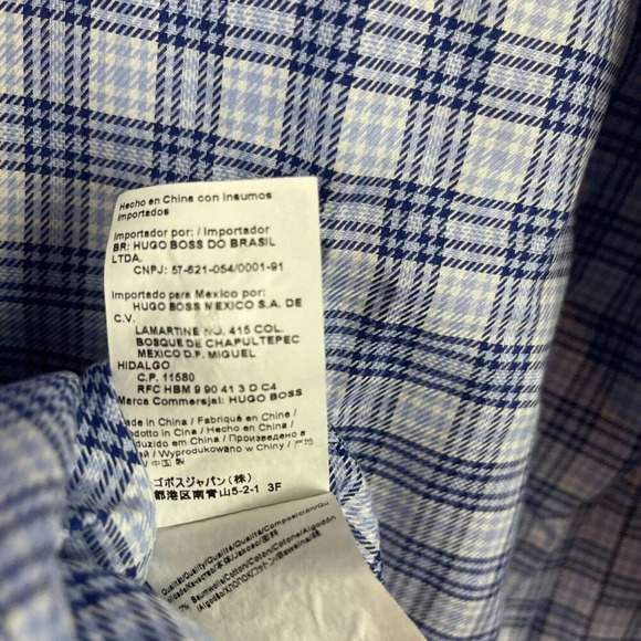 Hugo Boss Men Long Sleeve Plaid Button Down Sharp fit T-Shirt 17R - Picture 5 of 7